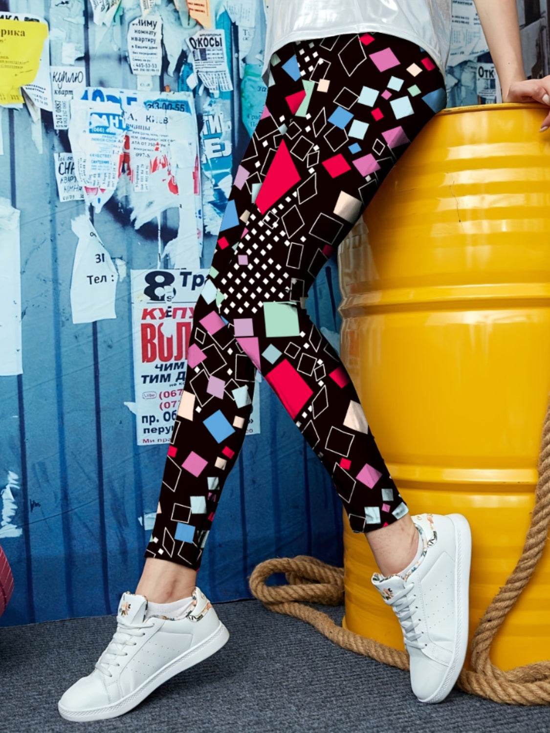 Printed High Waist Skinny Leggings - Delanoir