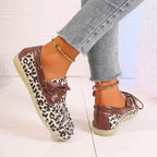 Lace Up Leopard Slip-Ons - Delanoir