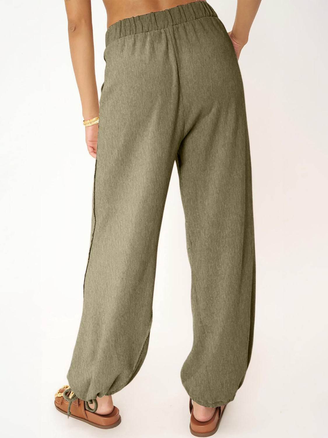 Drawstring Elastic Waist Joggers - Delanoir