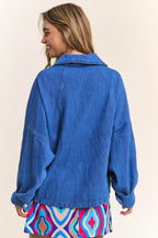 J.NNA Snap Down Long Sleeve Denim Shacket - Delanoir