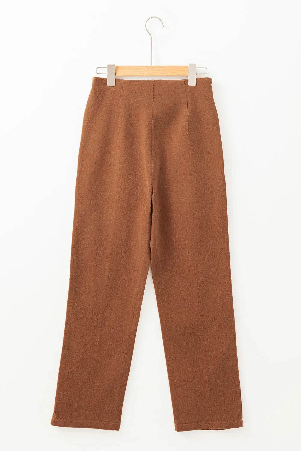 Decorative Button Straight Leg Pants - Delanoir