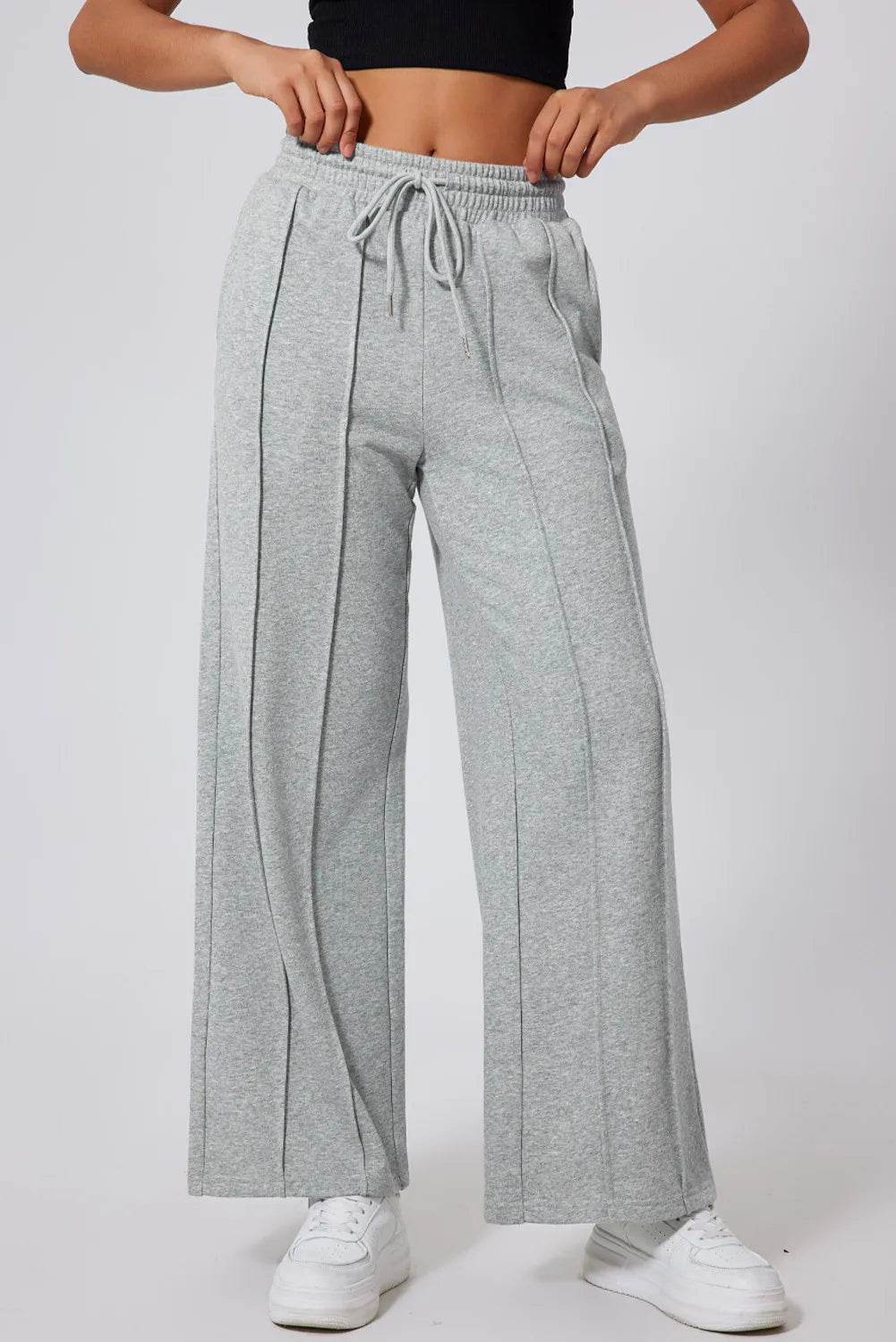 Drawstring Wide Leg Active Pants - Delanoir