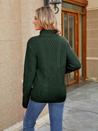 Cable-Knit Mock Neck Sweater - Delanoir