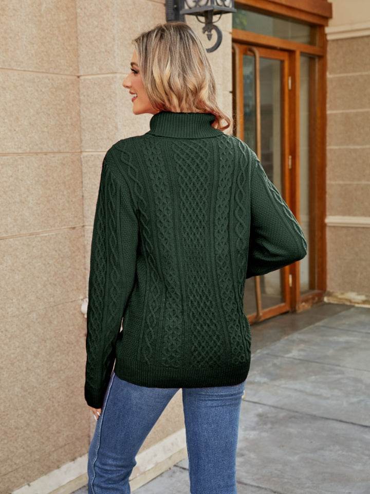 Cable-Knit Mock Neck Sweater - Delanoir