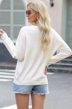 Letter Graphic Round Neck Sweater - Delanoir