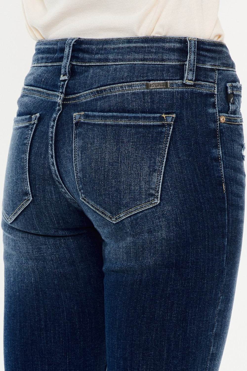 Kancan Mid Rise Button Fly Flare Jeans - Delanoir