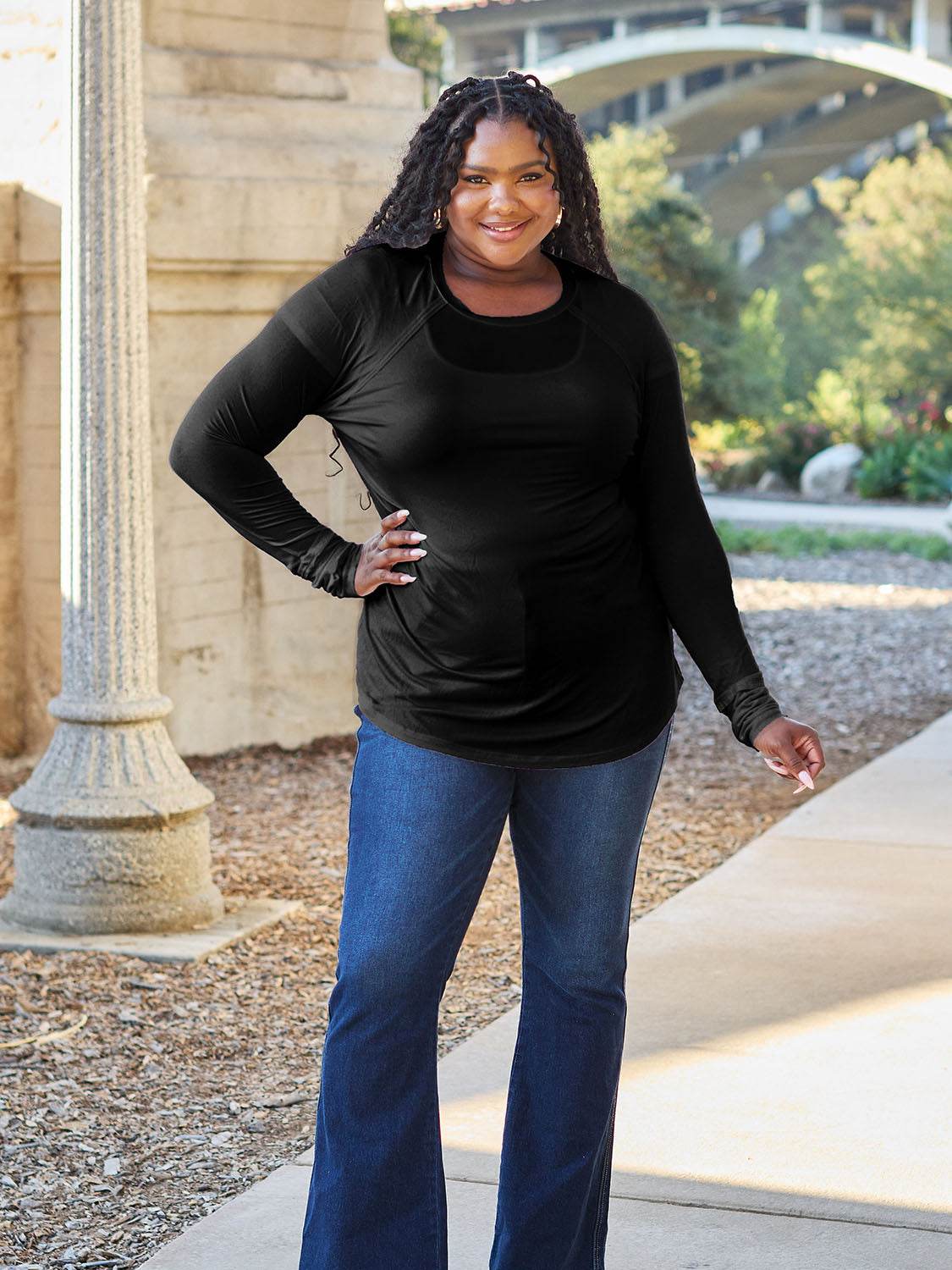 Basic Bae Full Size Round Neck Long Sleeve T-Shirt - Delanoir