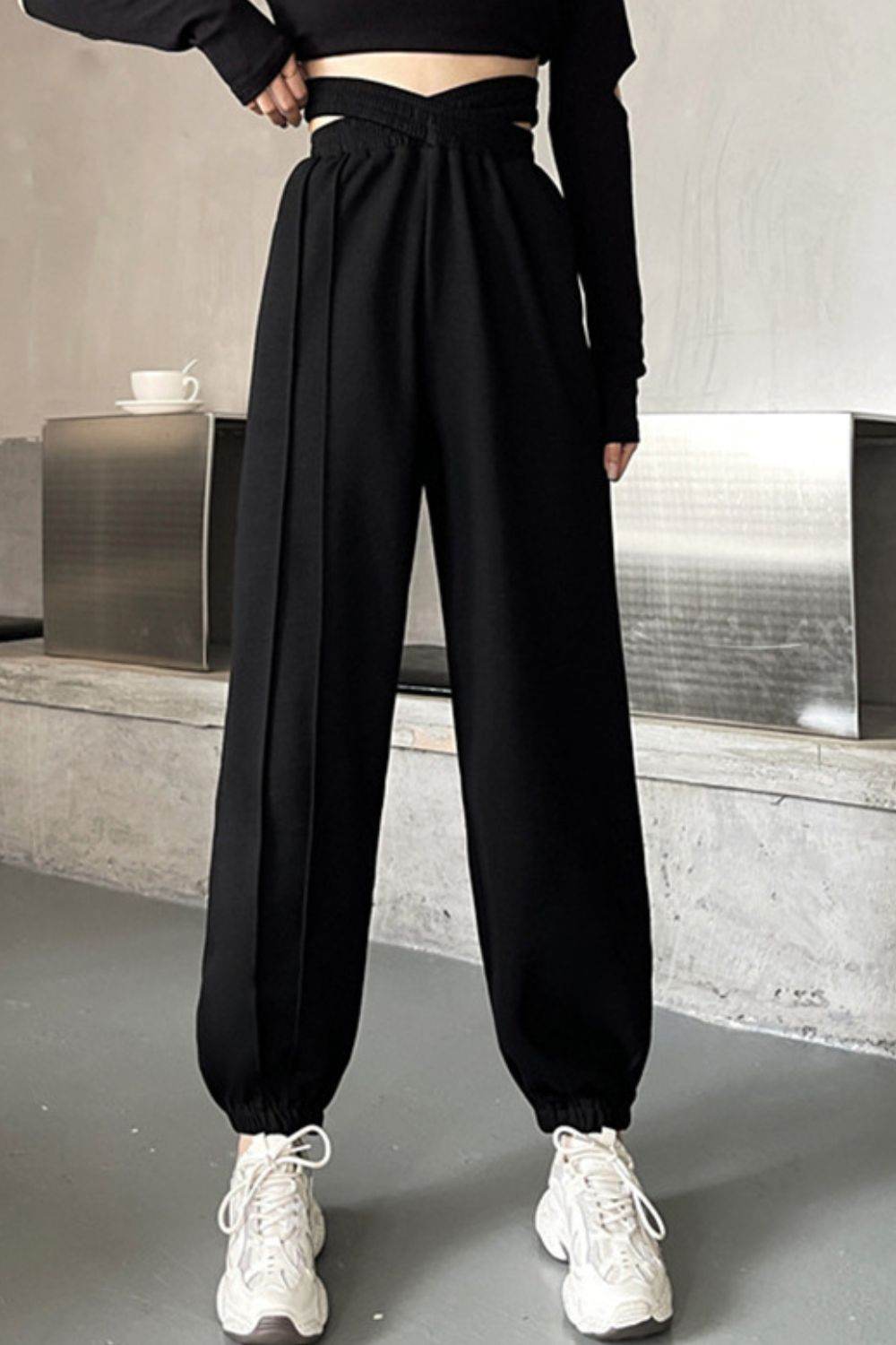 Crisscross Long Sweatpants - Delanoir