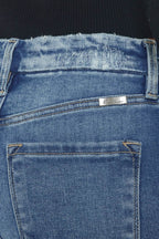 Kancan High Rise Wide Waistband Slim Straight Jeans - Delanoir