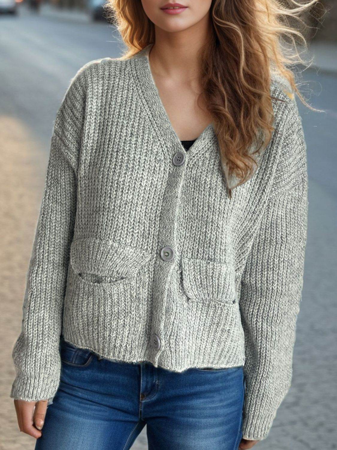 Button Down Long Sleeve Cardigan - Delanoir