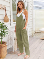 V-Neck Spaghetti Strap Jumpsuit - Delanoir