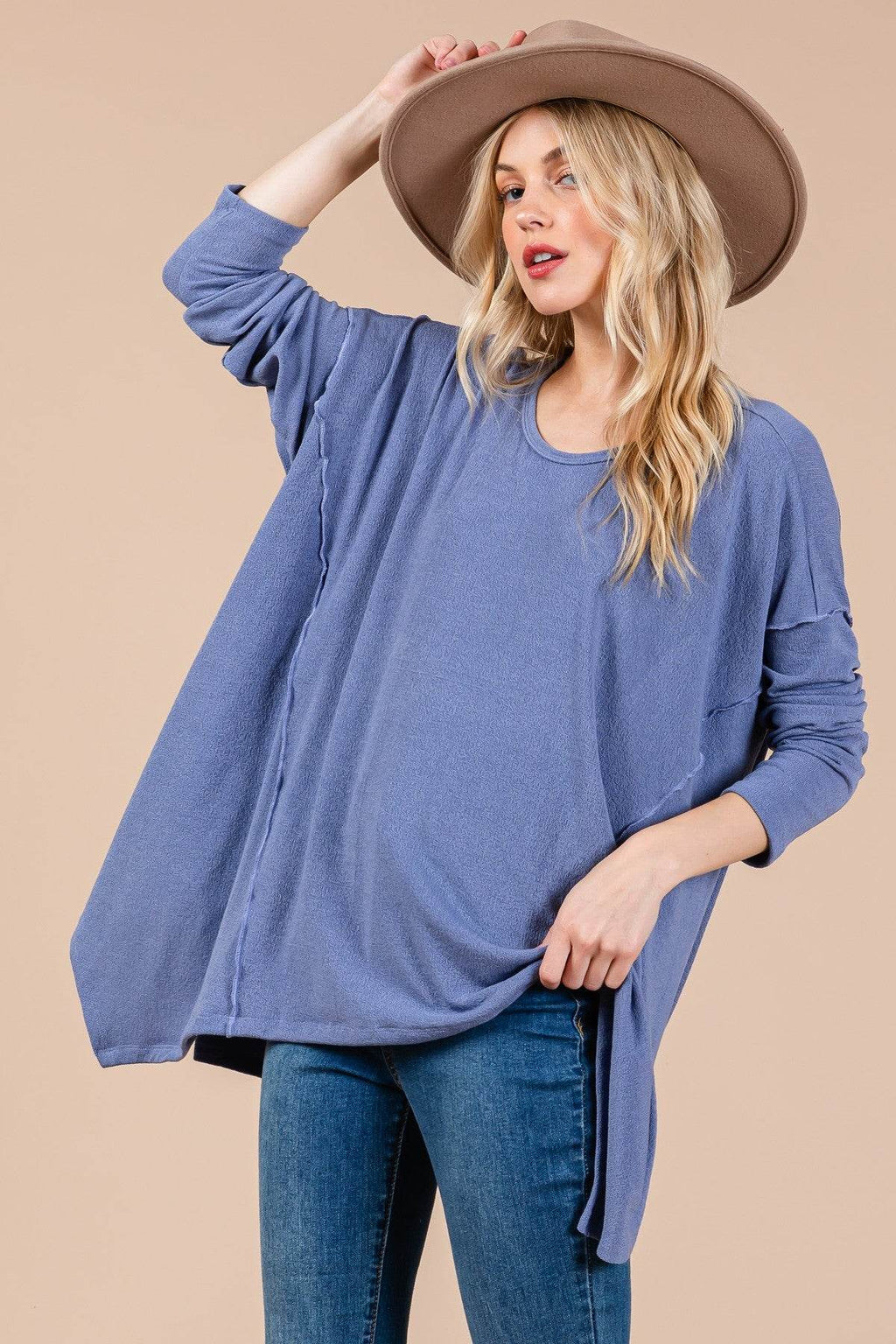 Ces Femme Asymmetrical Long Sleeve top - Delanoir