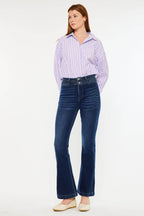 Kancan High Rise Double Waistband Flare Jeans - Delanoir