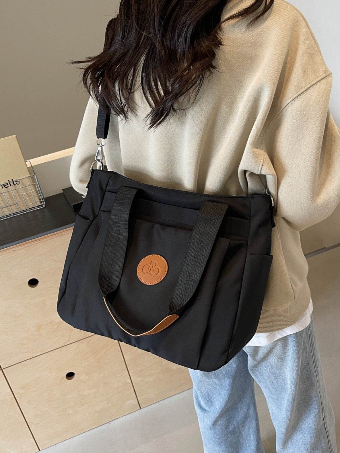 Nylon Solid Color Tote Bag - Delanoir