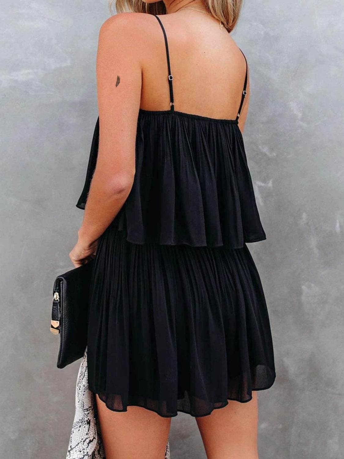 Ruched Spaghetti Strap Romper - Delanoir