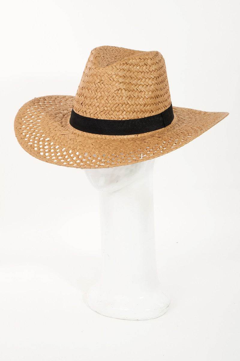 Fame Basket Weave Straw Sun Hat - Delanoir