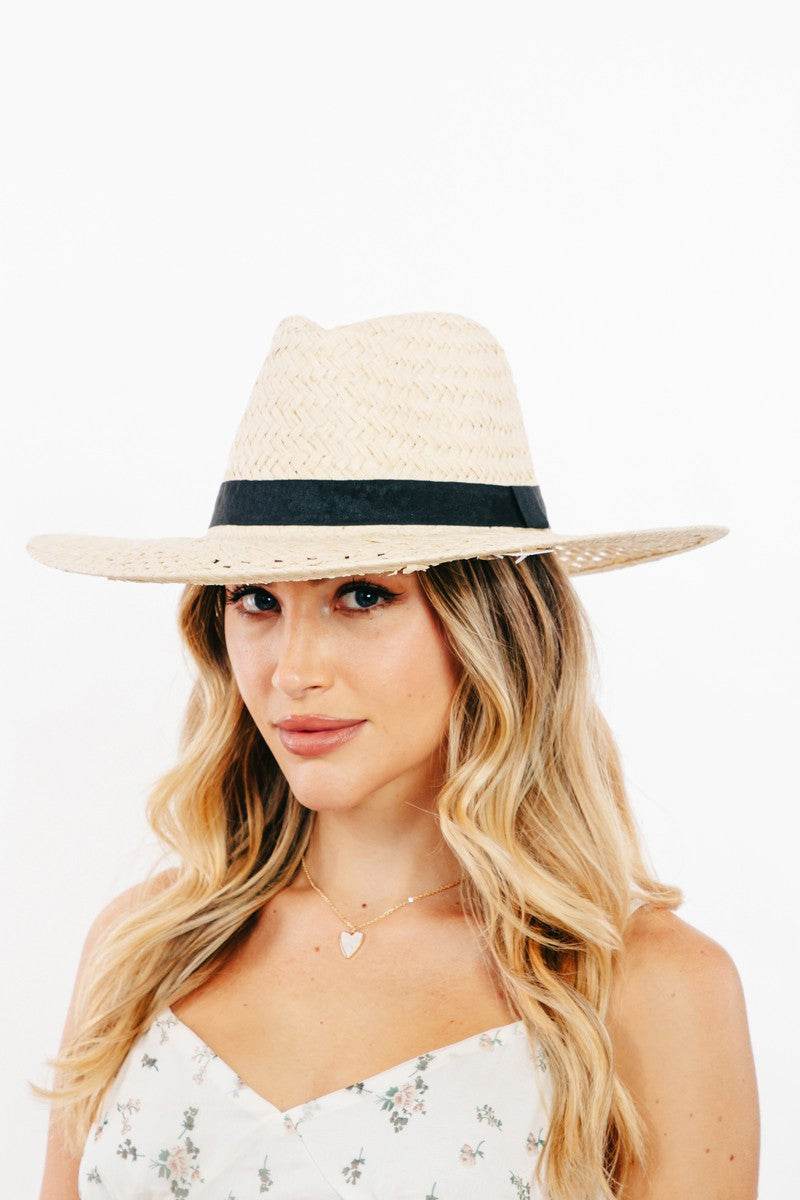 Fame Basket Weave Straw Sun Hat - Delanoir