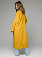 Pocketed Open Front Dropped Shoulder Cardigan - Delanoir