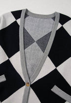 Color Block Button Down Long Sleeve Cardigan - Delanoir