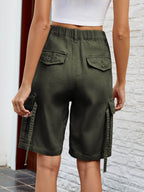 High Waist Denim Shorts with Pockets - Delanoir