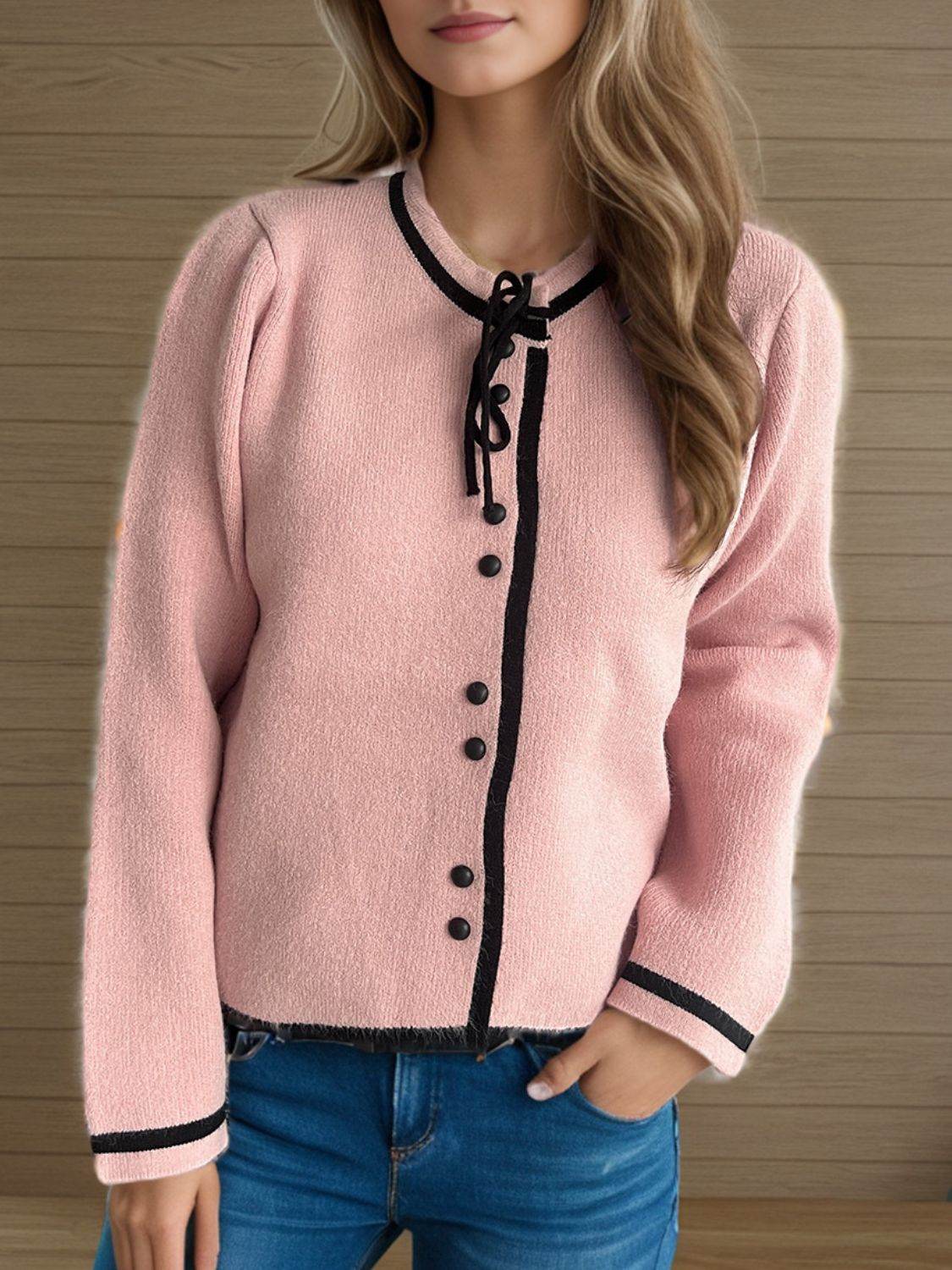 Button Down Long Sleeve Cardigan - Delanoir