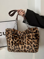Faux Fur Leopard Shoulder Bag - Delanoir