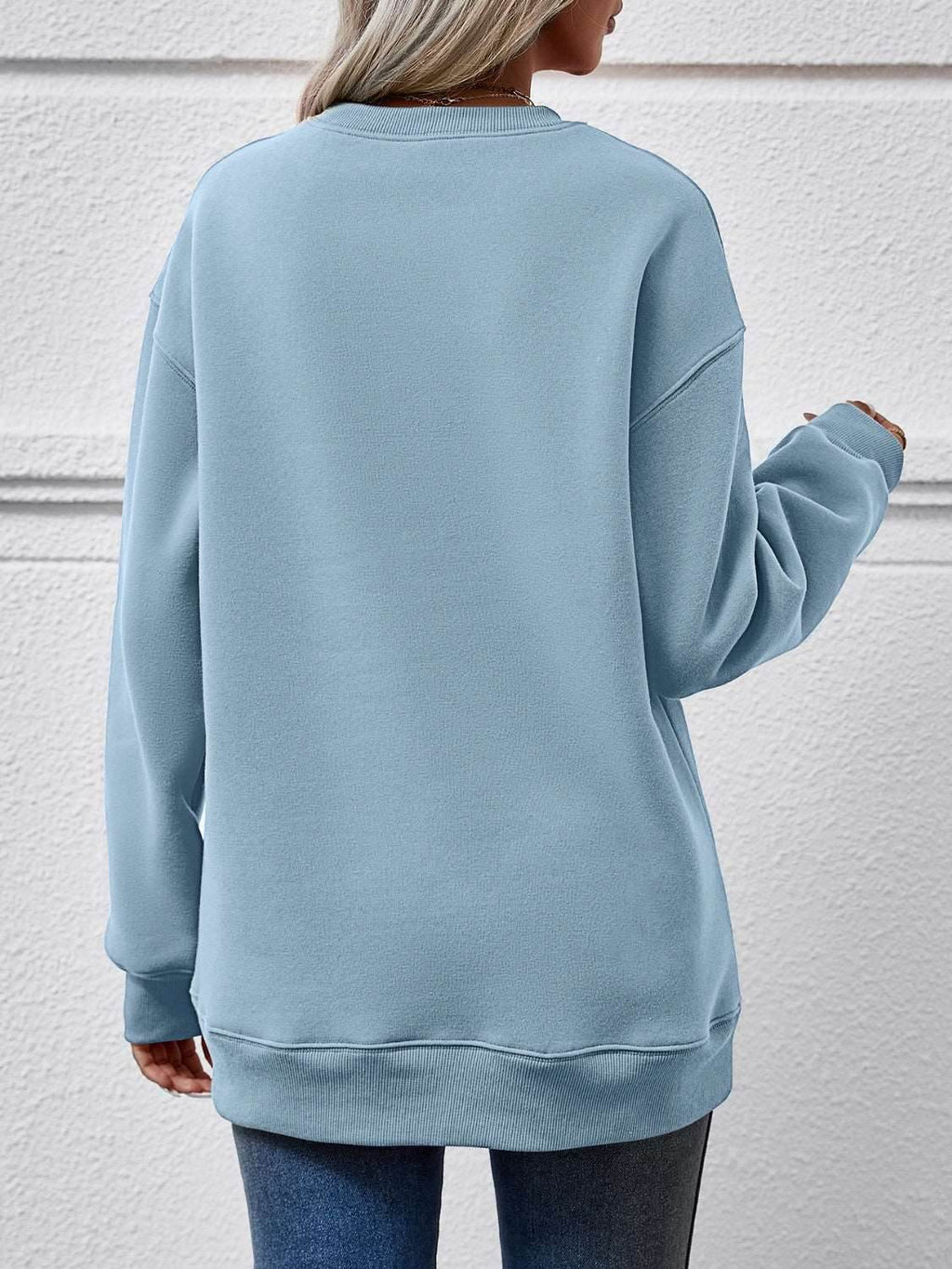 Christmas Tree Graphic Round Neck Sweatshirt - Delanoir