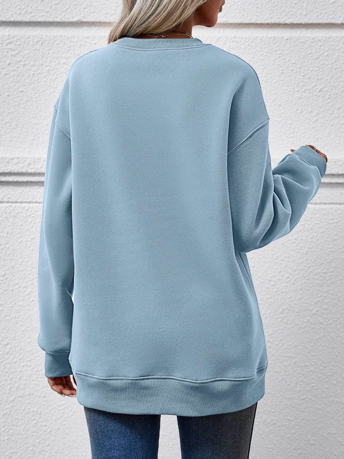 Christmas Tree Graphic Round Neck Sweatshirt - Delanoir