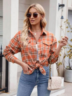 Mandy Plaid Button Up Long Sleeve Shirt - Delanoir