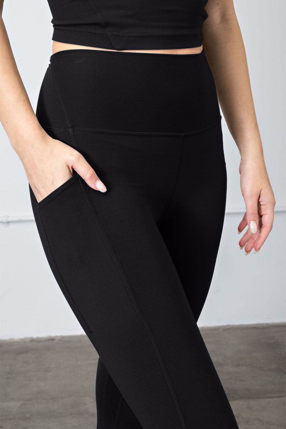 Faith Apparel High Waist Wide Waistband Leggings - Delanoir