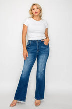 bytos Full Size High Rise Bootcut Jeans with Pockets - Delanoir