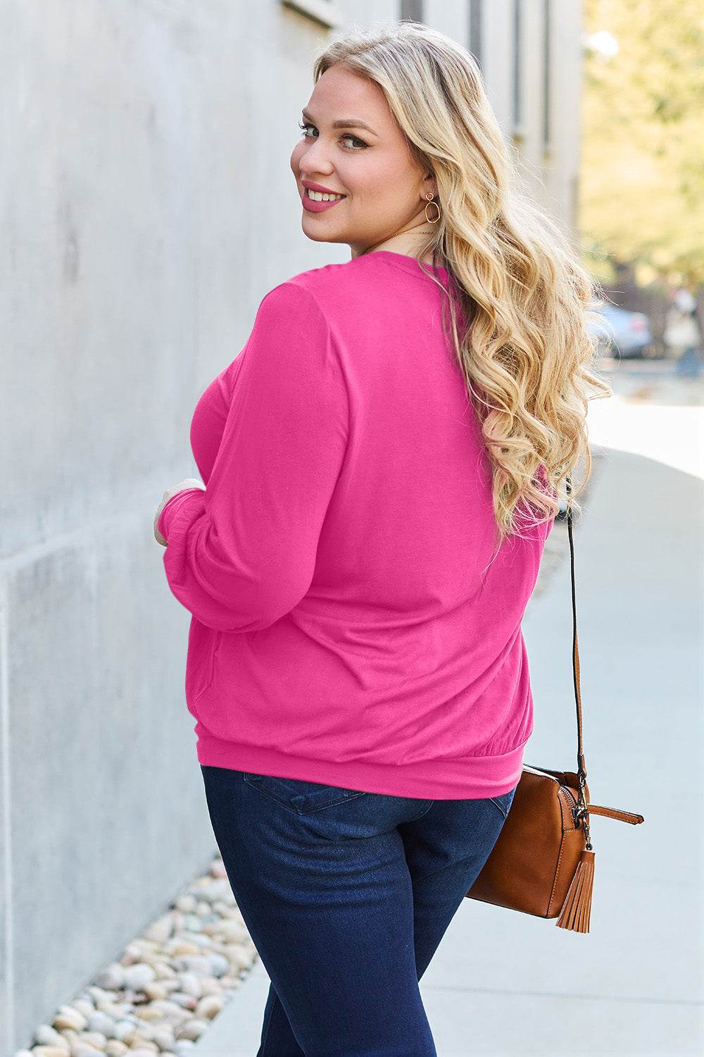Basic Bae Full Size V-Neck Lantern Sleeve Top - Delanoir