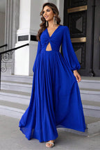 Twist Front Cutout Long Sleeve Dress - Delanoir