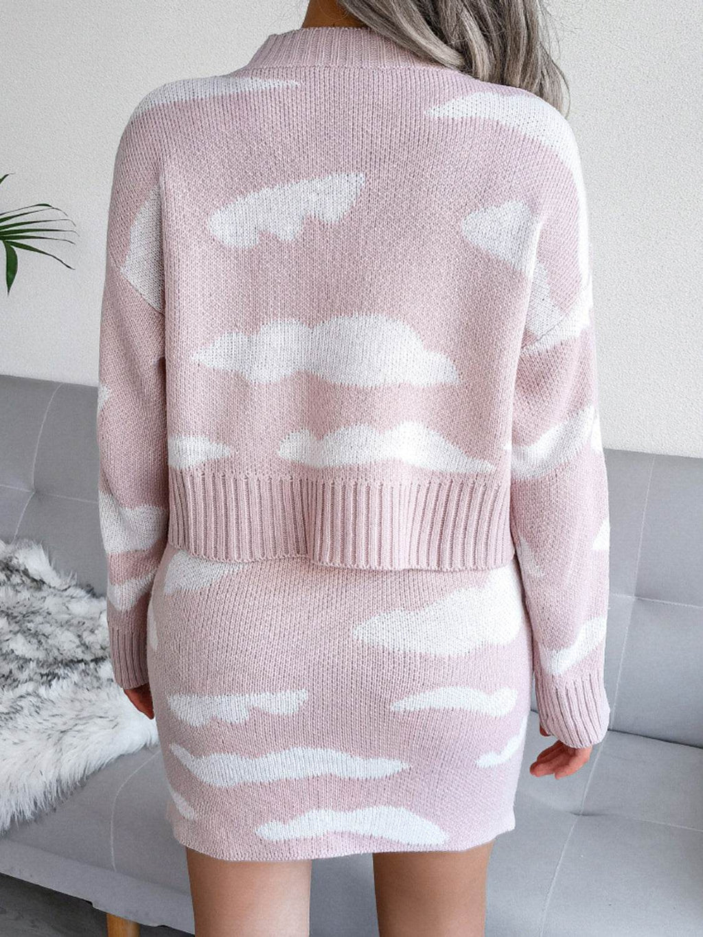 Cloud Sweater and Knit Skirt Set - Delanoir