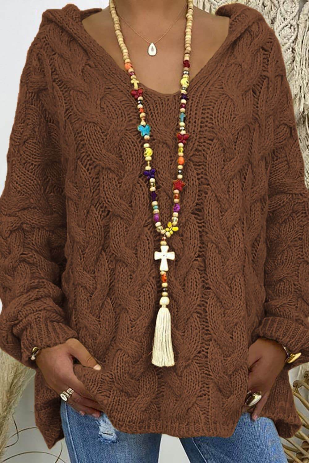 Cable-Knit Hooded Sweater - Delanoir
