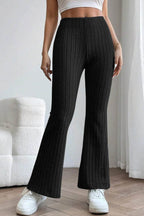 Basic Bae Full Size Ribbed High Waist Flare Pants - Delanoir