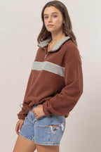 HYFVE Fleece Color Block Half Zip Sweatshirt - Delanoir