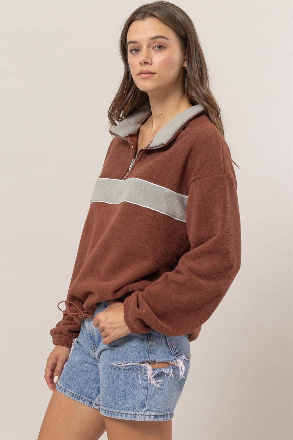 HYFVE Fleece Color Block Half Zip Sweatshirt - Delanoir