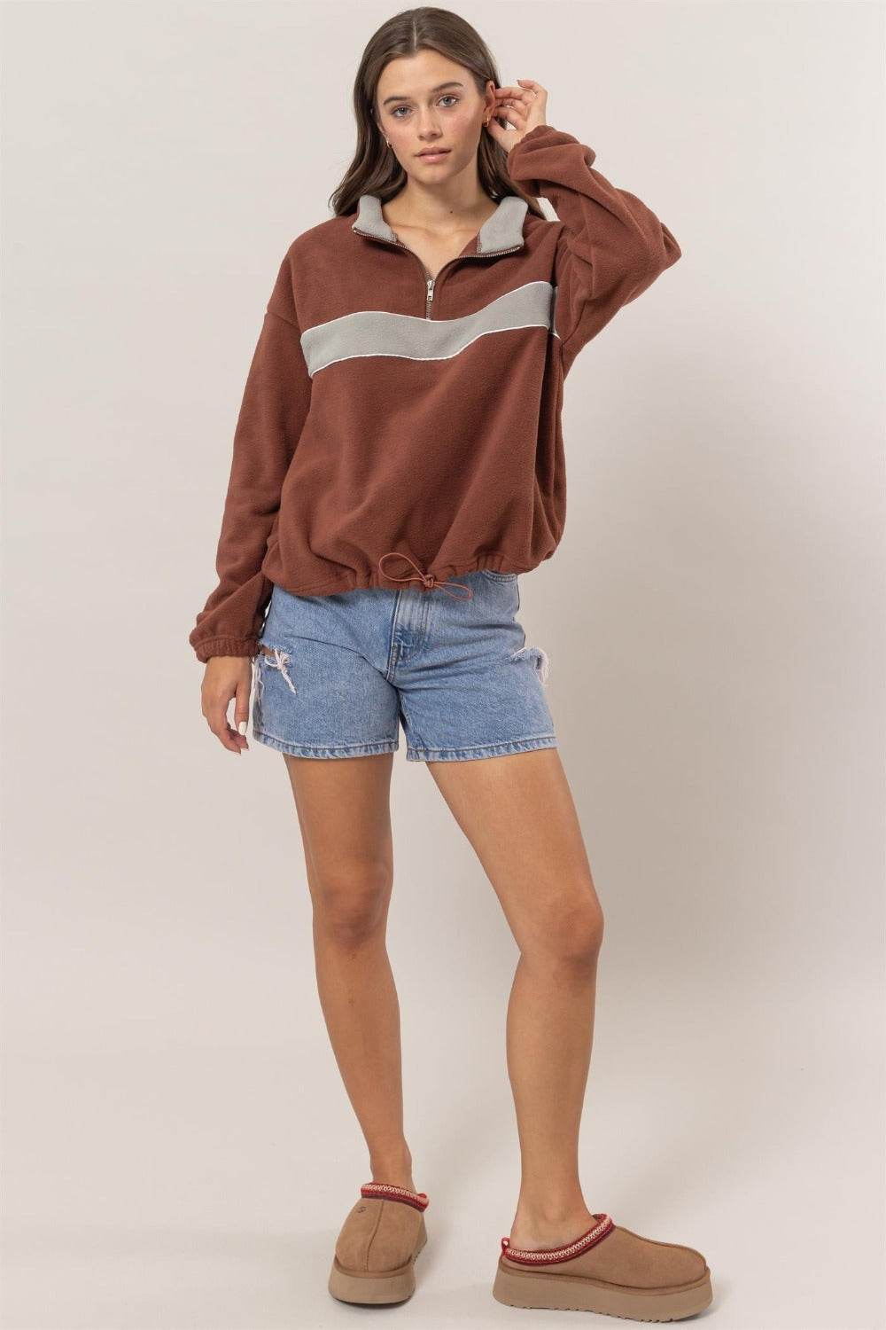 HYFVE Fleece Color Block Half Zip Sweatshirt - Delanoir