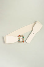 Multicolored Leaf Buckle Elastic Belt - Delanoir