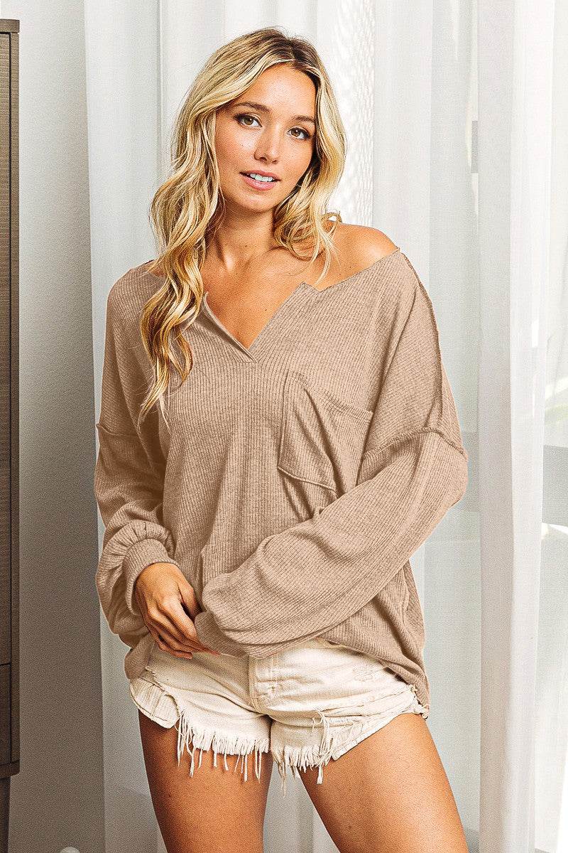 BiBi Exposed Seam Long Sleeve Top - Delanoir