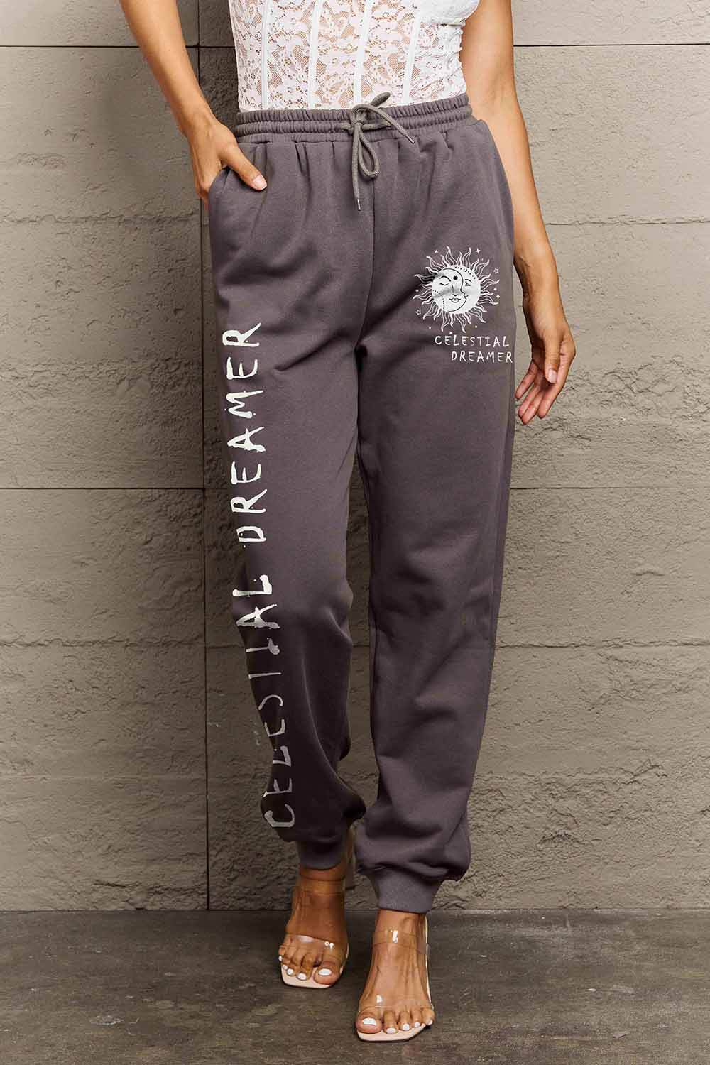 Simply Love Full Size CELESTIAL DREAMER Graphic Sweatpants - Delanoir