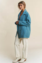 J.NNA Tweed Double-Breasted Long Sleeve Coat - Delanoir