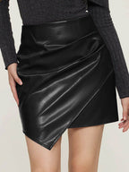 Ruched Mini Skirt with Zipper - Delanoir