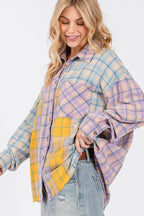 SAGE + FIG Button Up Raw Hem Plaid Flannel Shirt - Delanoir