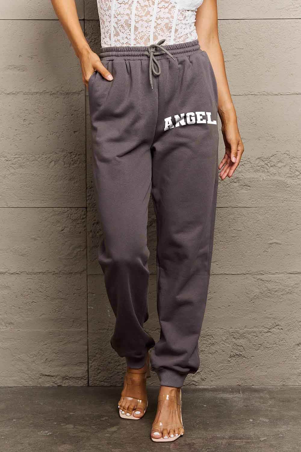 Simply Love Simply Love Full Size Drawstring Angel Graphic Long Sweatpants - Delanoir