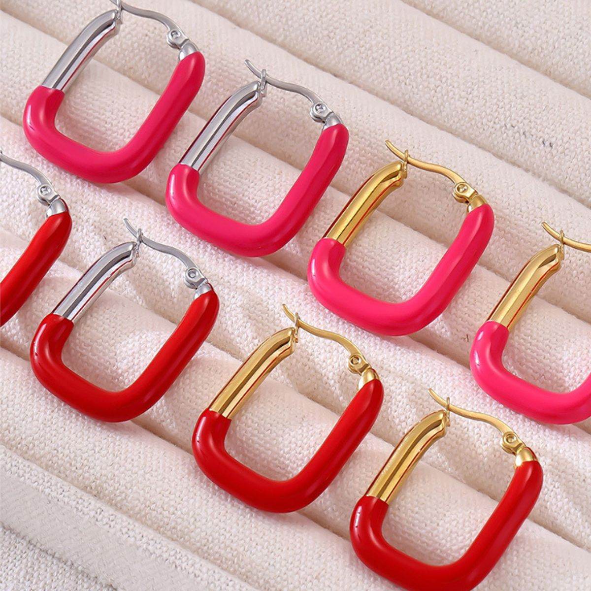 Stainless Steel Drip Oil Contrast Earring - Delanoir