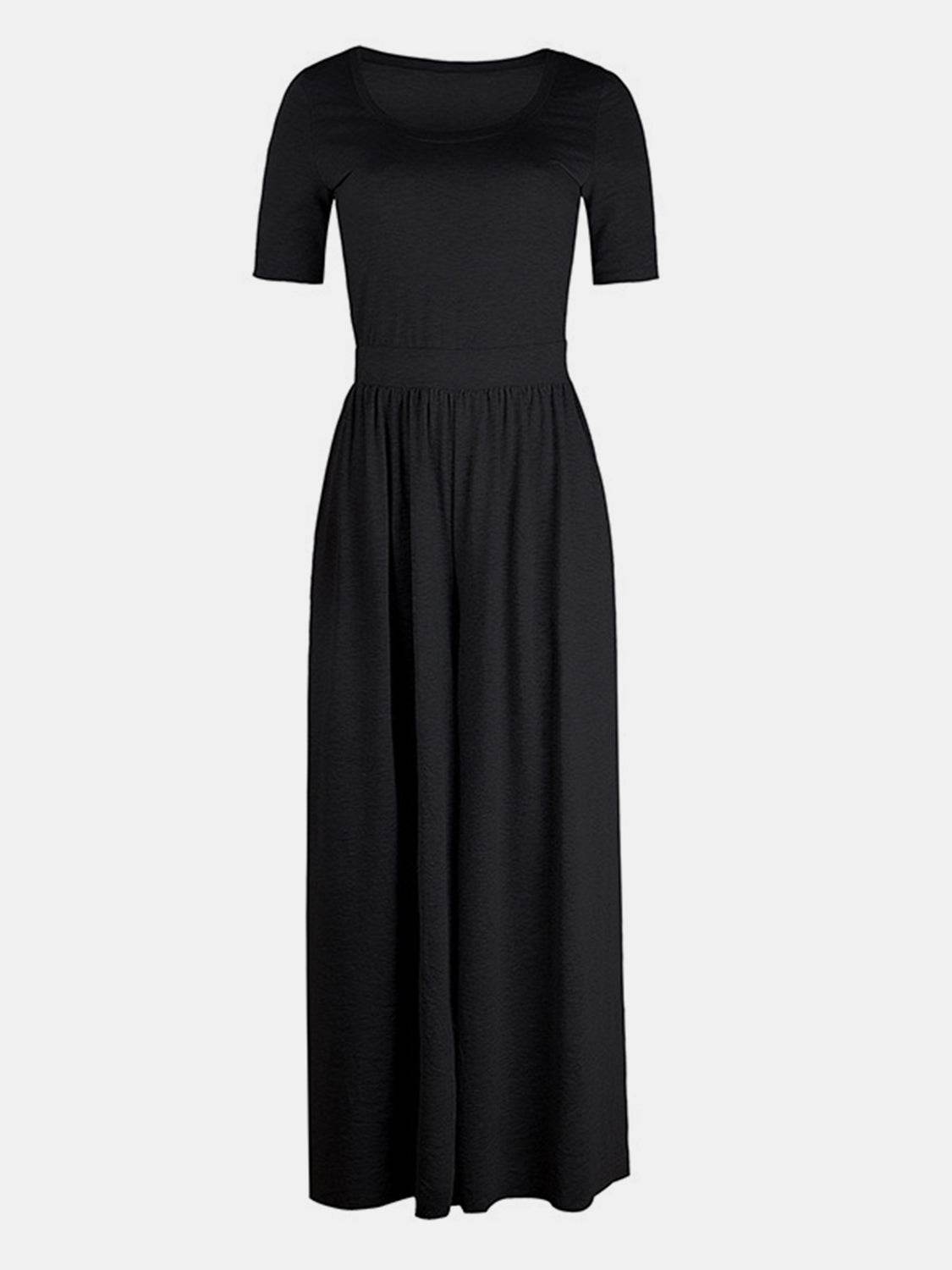 Scoop Neck Short Sleeve Jumpsuit - Delanoir