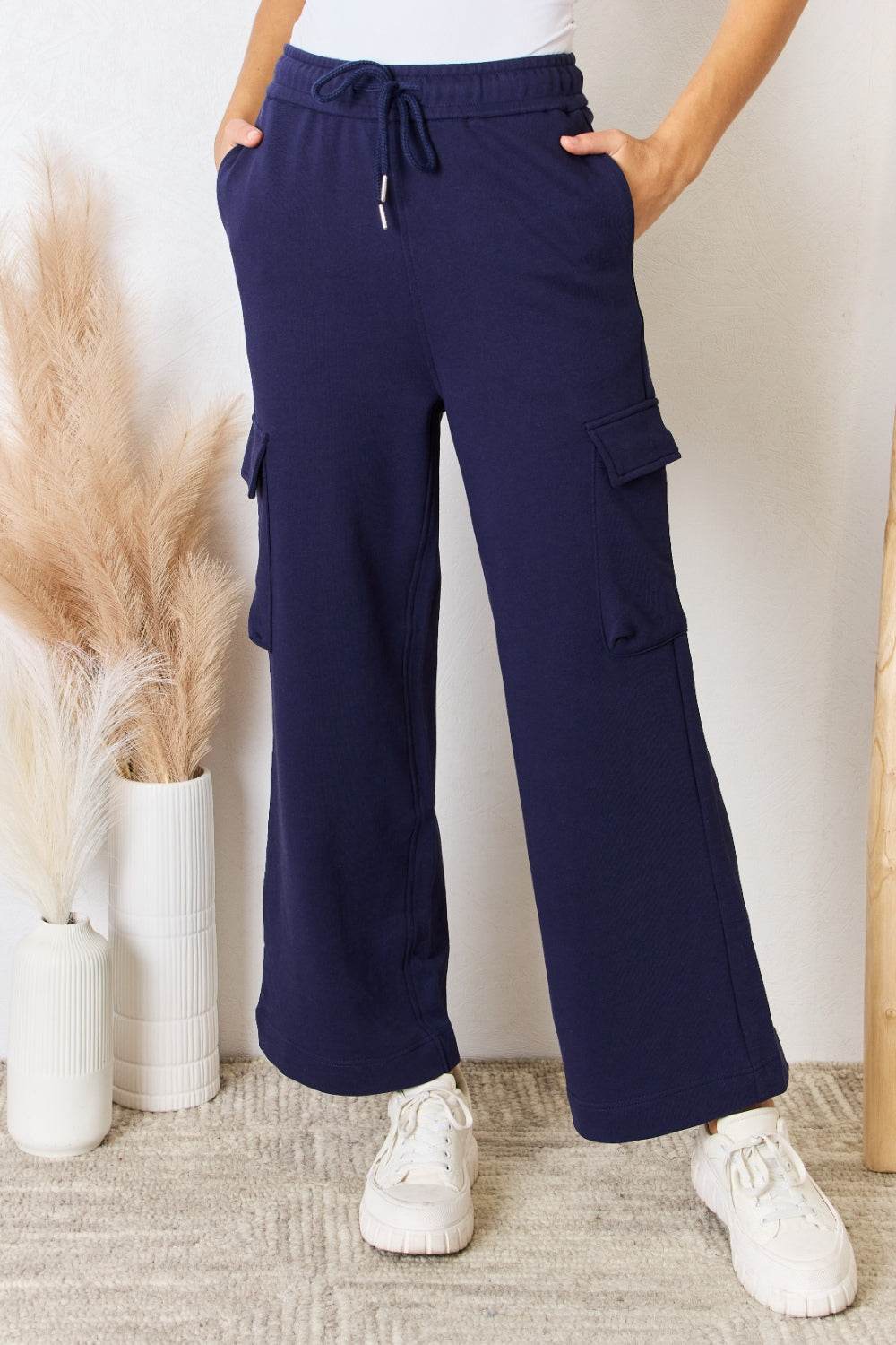RISEN Drawstring Relaxed Cargo Wide Leg Pants - Delanoir