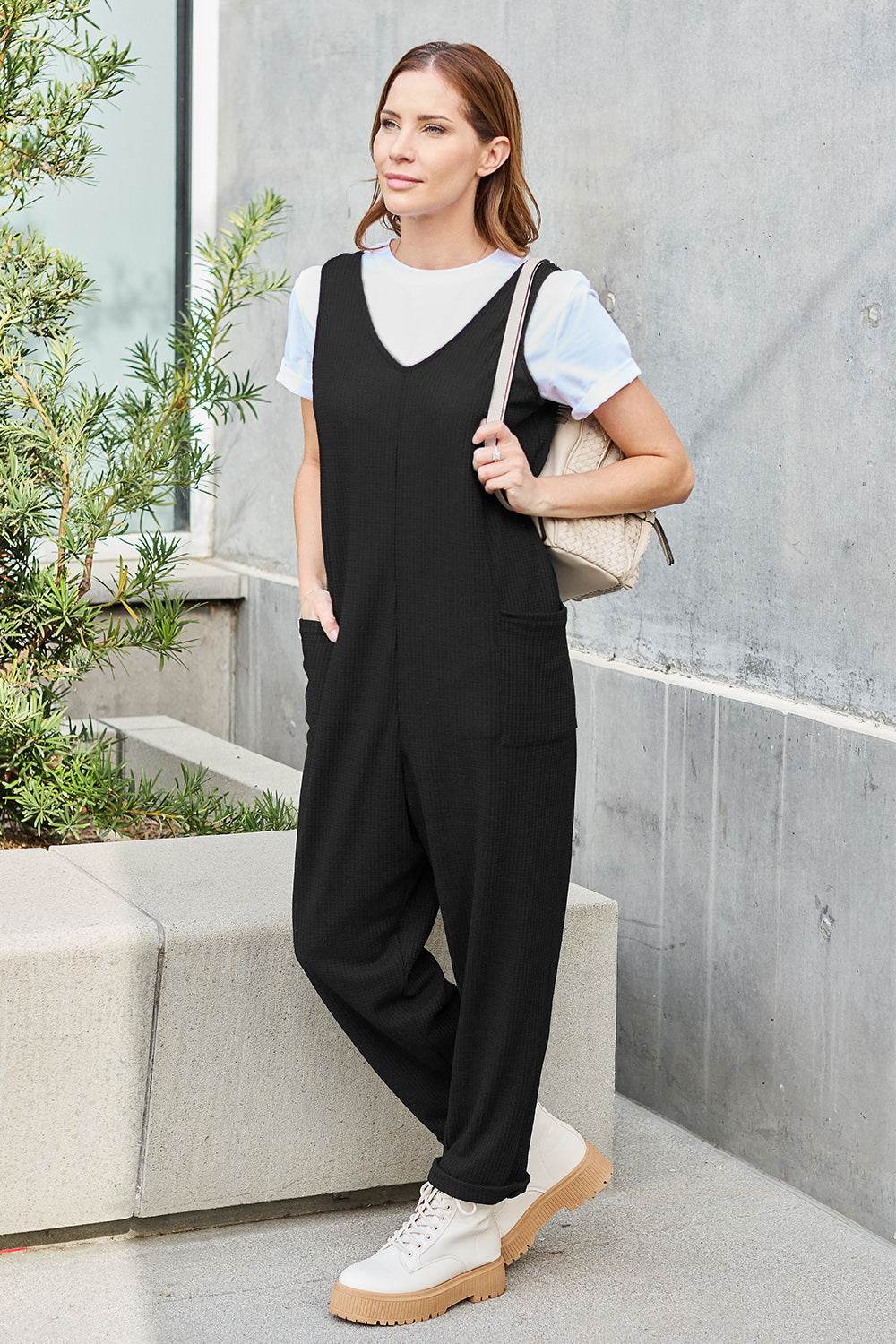 Double Take Full Size Sleeveless Straight Jumpsuit - Delanoir